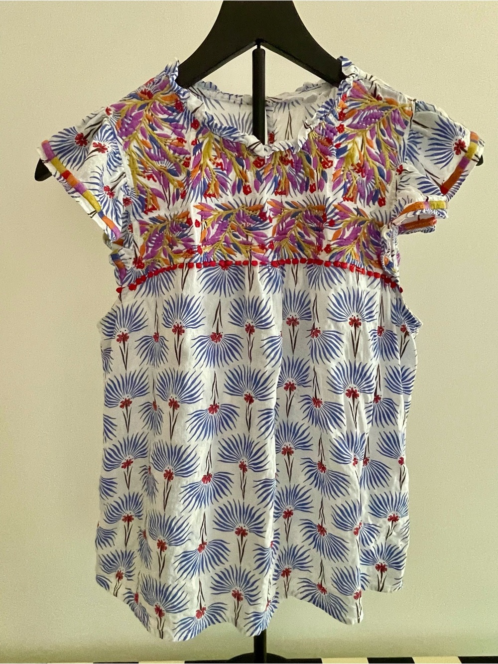 THML Multicolor Embroidered Floral Yoke Top